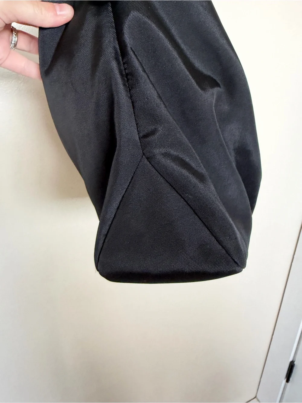 KENNETH COLE REACTION Black Canvas Large Hobo Shoulder Bag with Gold Accents